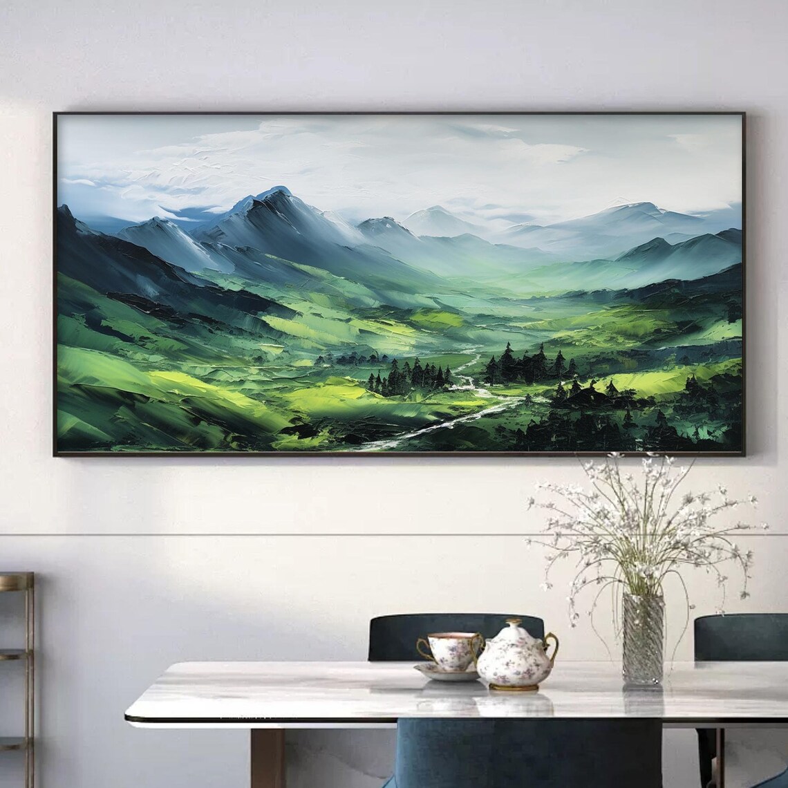 Green Mountain Modern Abstract Landscape Art Print