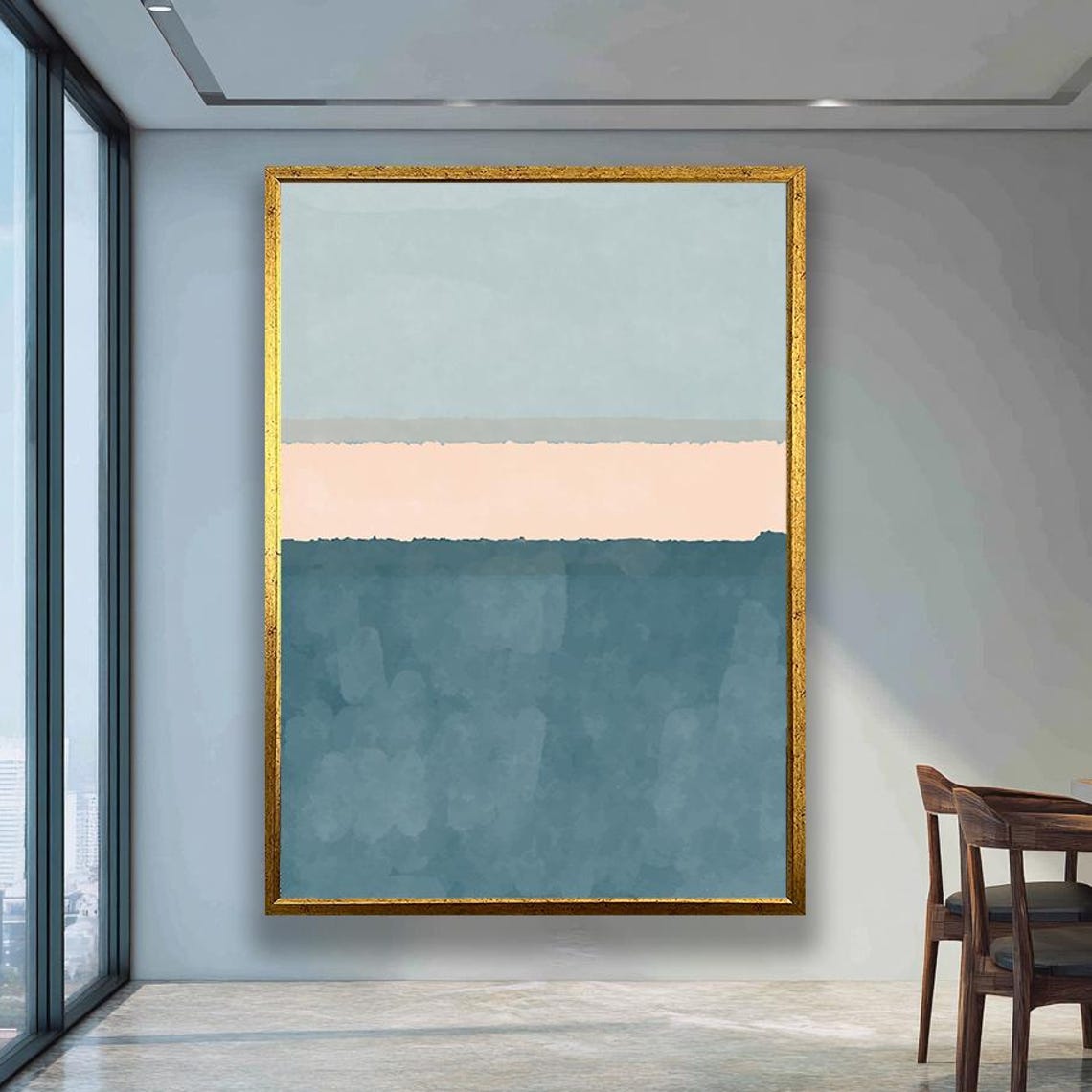 Mark Rothko Style Pastel Blue Peach Teal Abstract Minimal Art Print