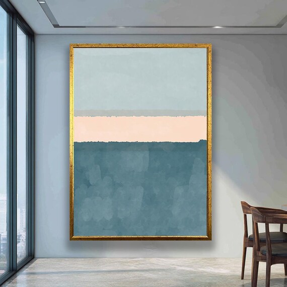 Mark Rothko Style Pastel Blue Peach Teal Abstract Minimal Art Print