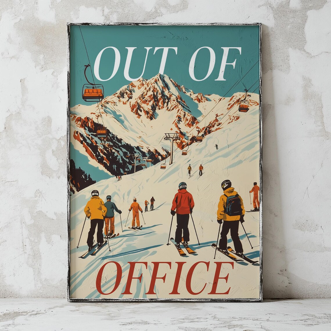 Out Of Office Print Apres Ski Wall Art Newspaper Magazine Print Apres Ski Poster Winter Sports Ski Lodge Print - Image 2