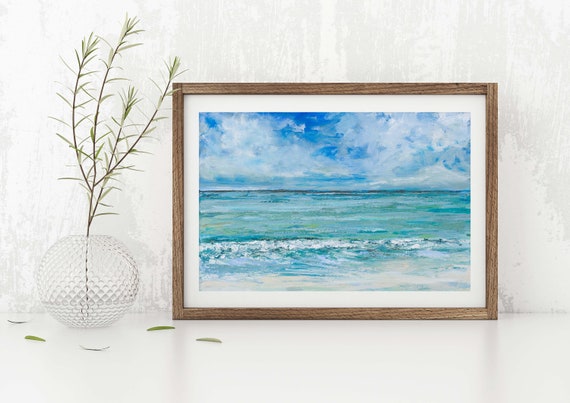 Ocean Seascape Coast Art Print, Sea Painting