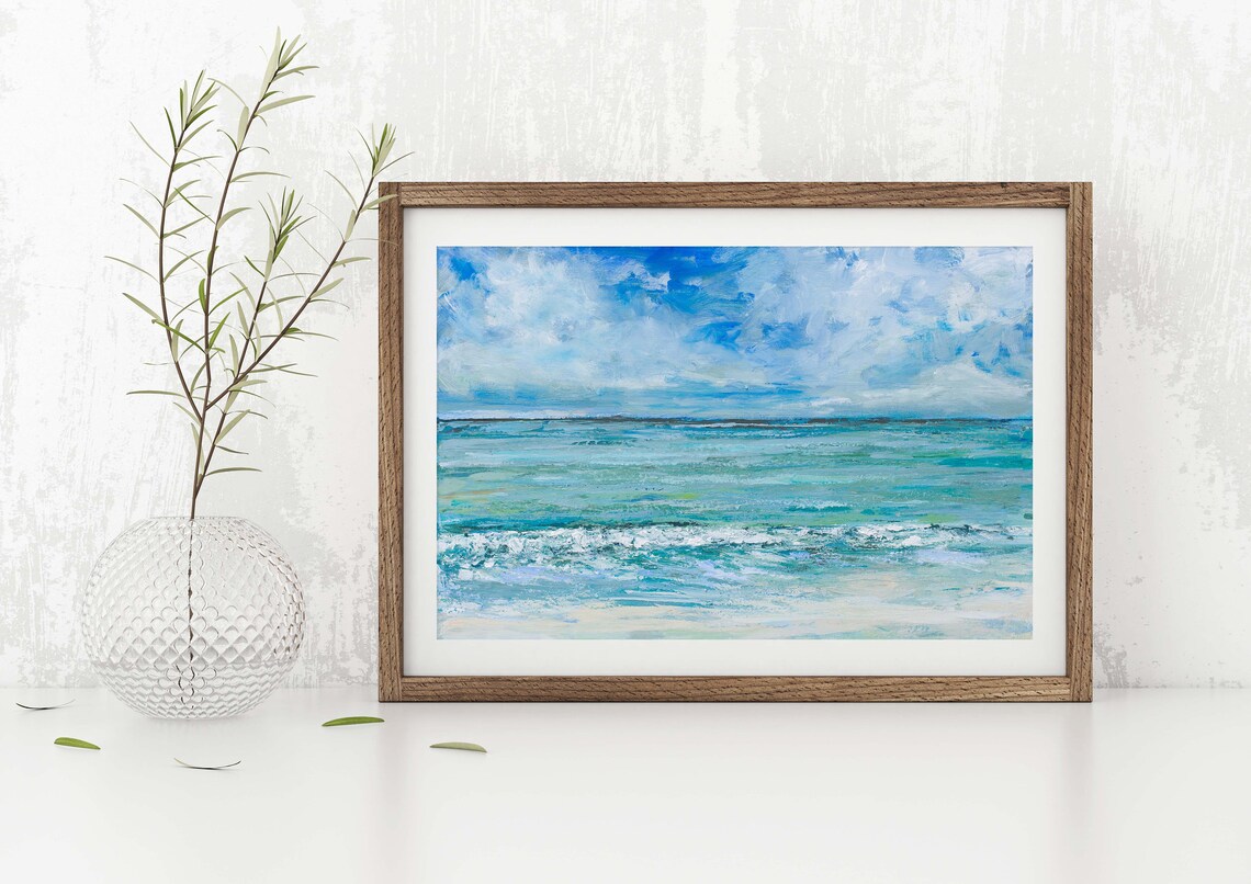 Ocean Seascape Coast Art Print, Sea Painting