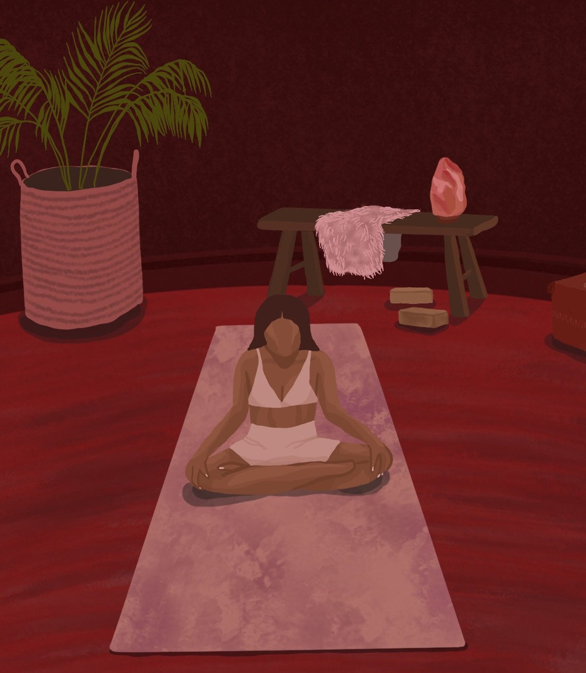 Yoga Class Women Meditating Group Studio Mats Practice Poster - Image 2