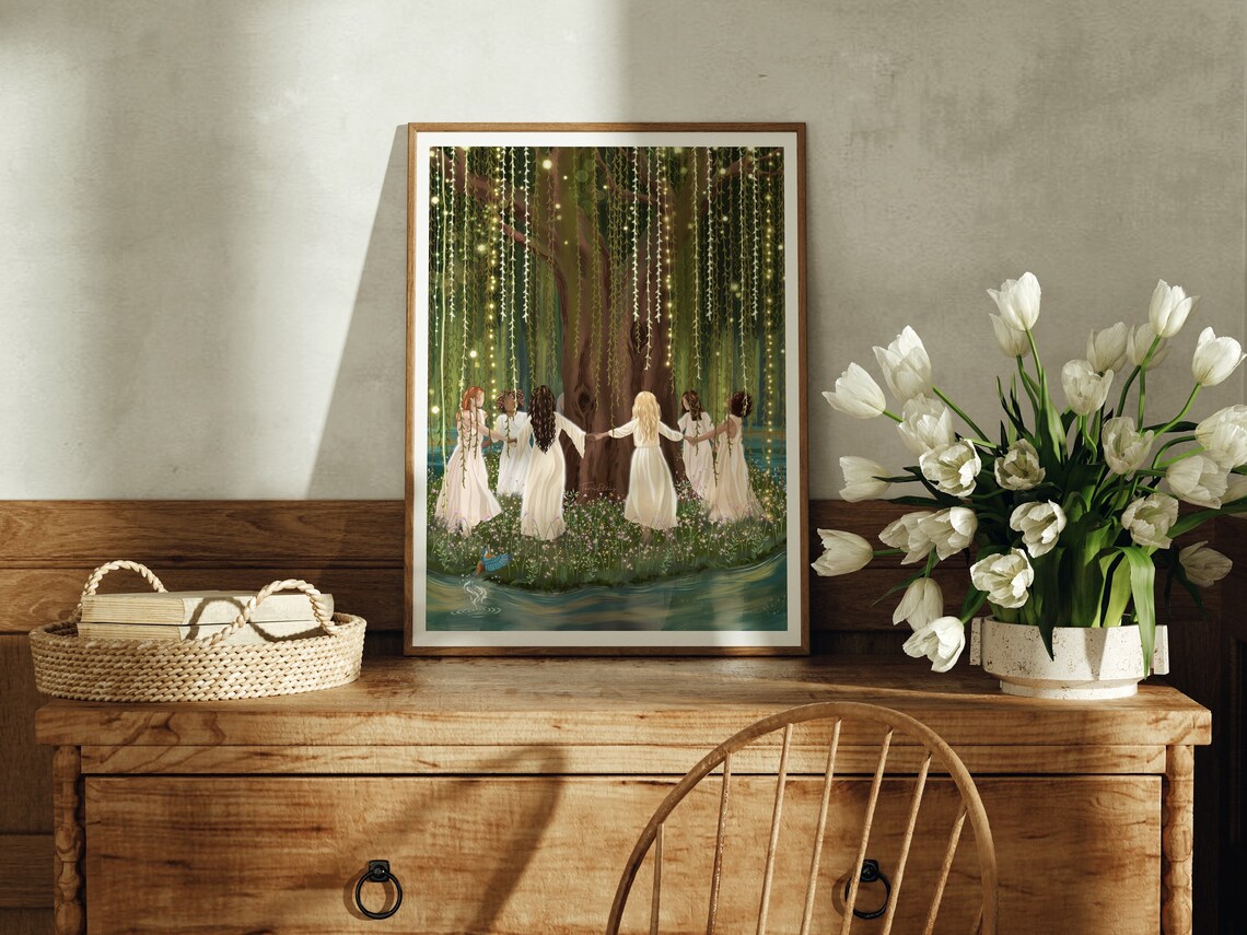 Dancing Willow Art Print, Goddess Friendship Tree - Image 3