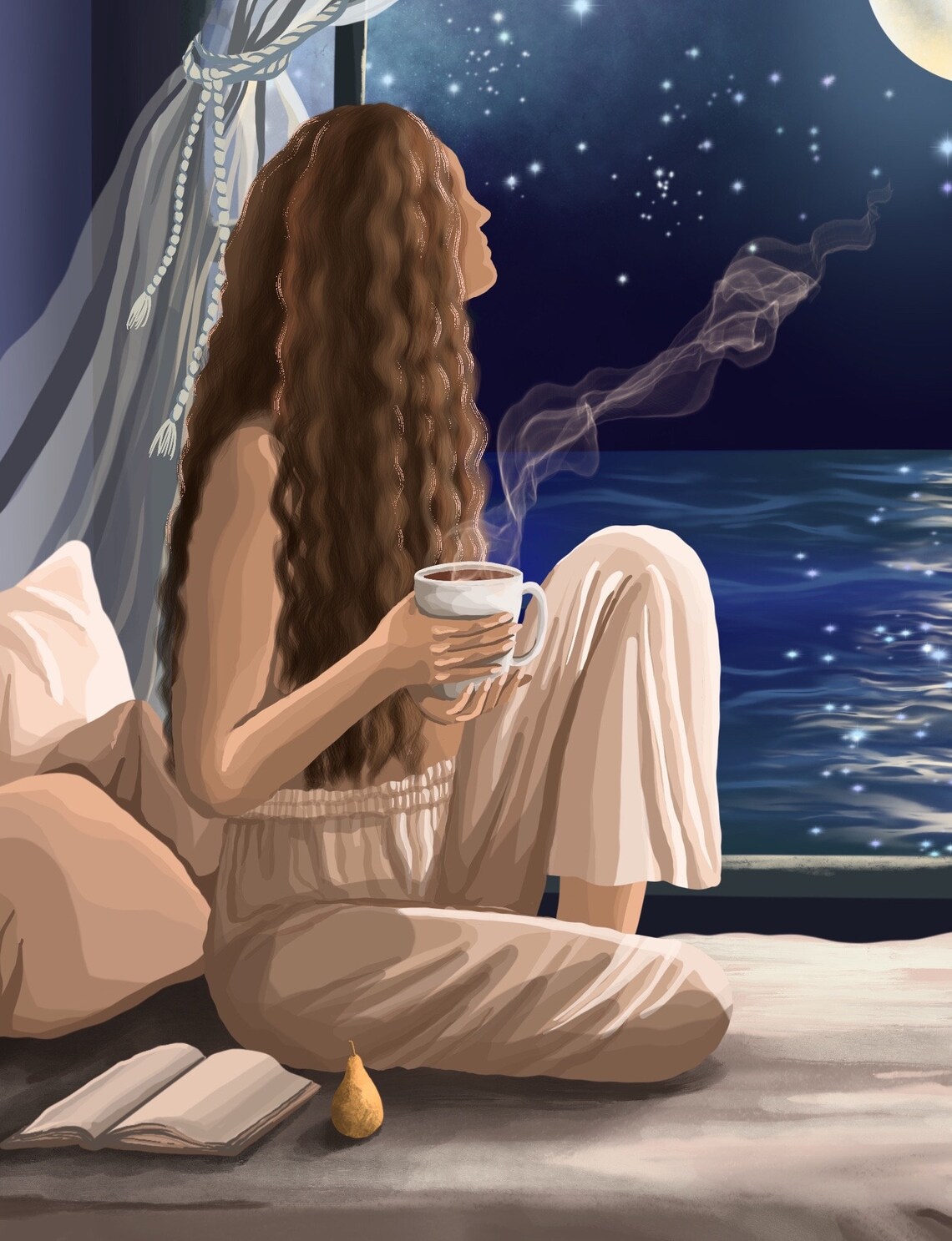 Dream On Moon Ocean Travel Poster, Dreamy Visionary - Image 3