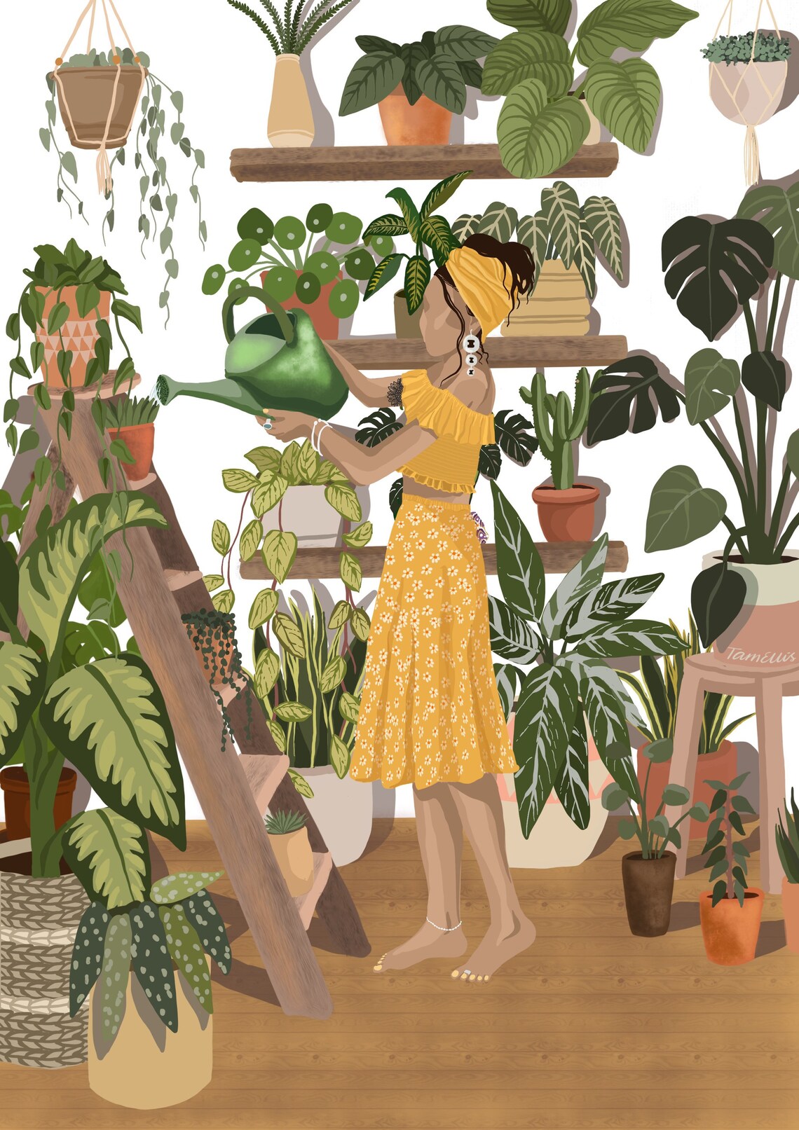 Plant Mania Houseplant Illustration Boho Art Print - Image 3
