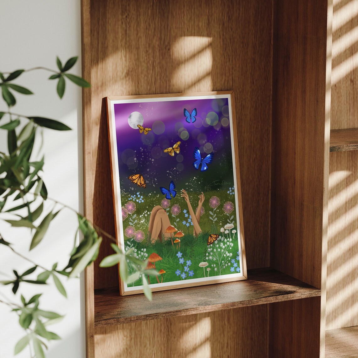 Metamorphosis Butterfly Meadow Flowers Art Print - Image 2