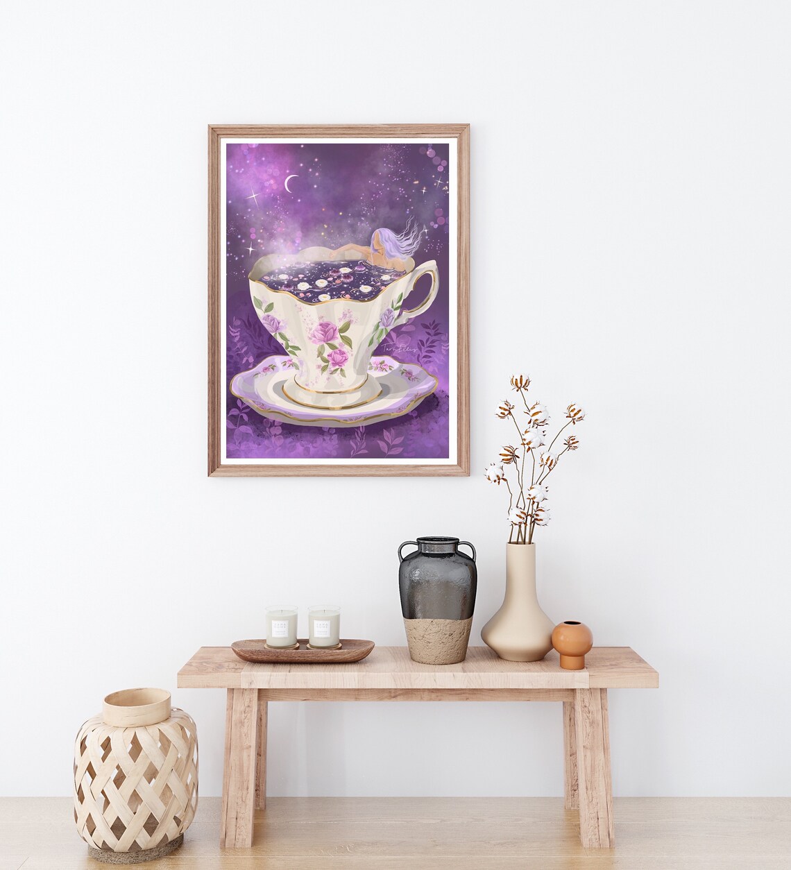 Tea Time Fine Art Print, Cosmic Cup Boho Poster - Image 2