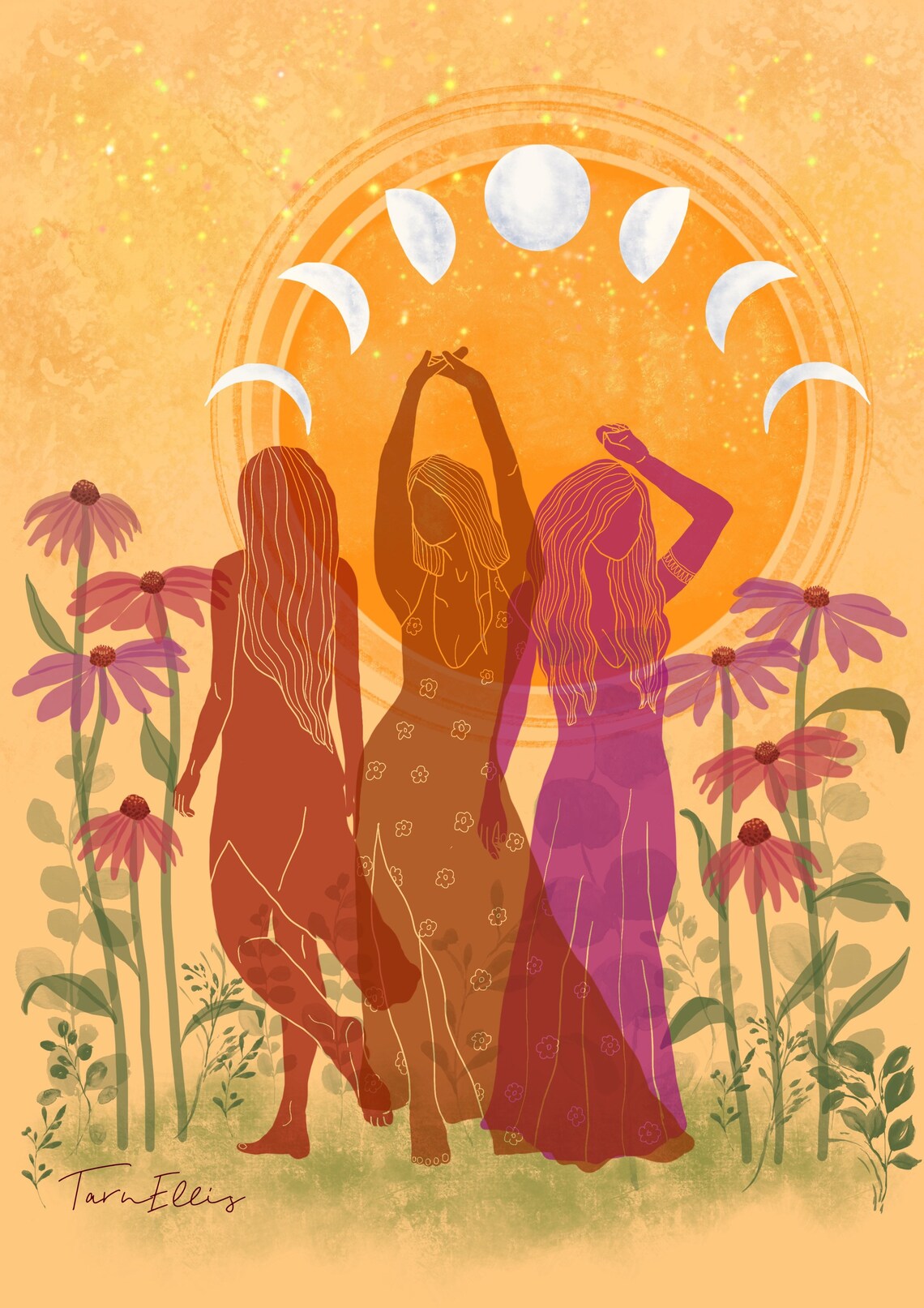 Grow Your Own Way Fine Art Print Friendship Spiritual Wall Decor Poster Self Love Pink Illustration Nature Flowery Watercolour Moon Gift - Image 3