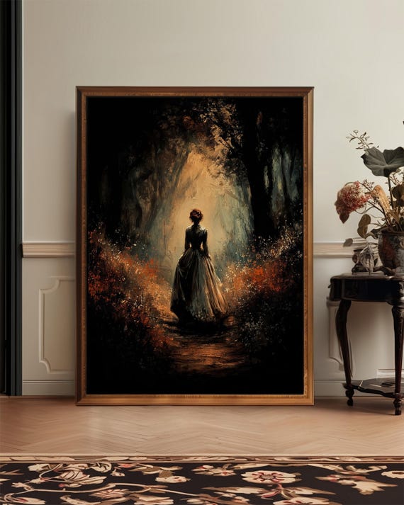 Dark Fantasy Poster Gothic Romance Wall Art Mysterious Woman Print