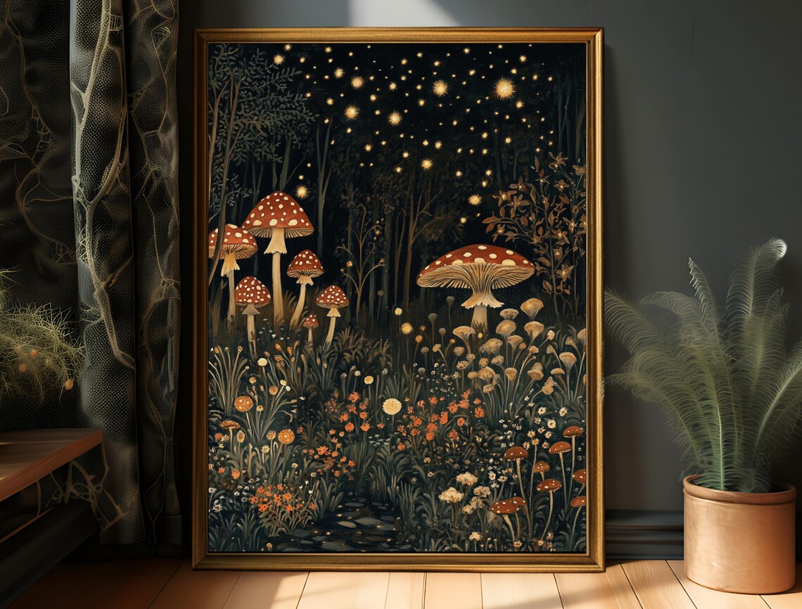 Dark Academia Vintage Gothic Floral Art Print