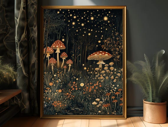 Dark Academia Vintage Gothic Floral Art Print