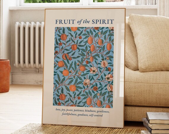 Fruit Of The Spirit Orange Botanical Scripture Print Vintage Floral