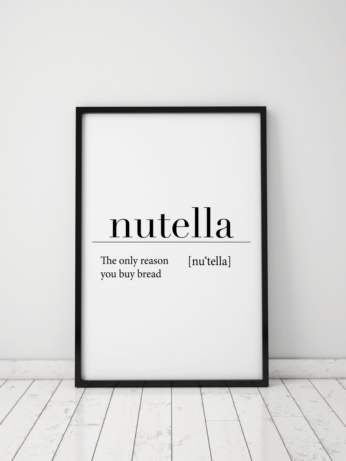 Nutella Definition Poster Funny Definition Print Minimalist Wall Art
