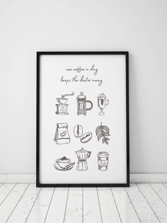 Vintage Coffee Print Coffee Poster Kitchen Coffee Sign Kitchen Vintage Plants Saying Poster