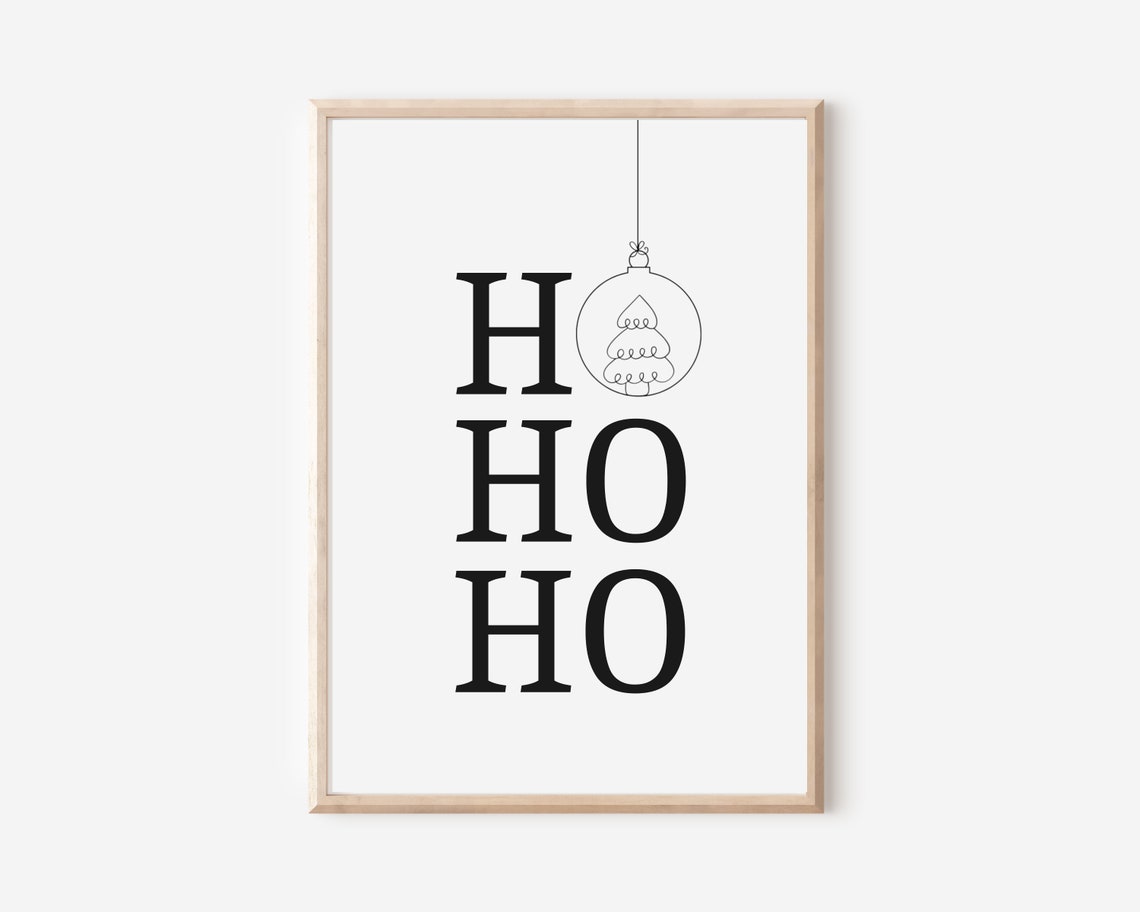 Ho Ho Ho Christmas Bauble Hanging Ornament Minimalist Black Poster