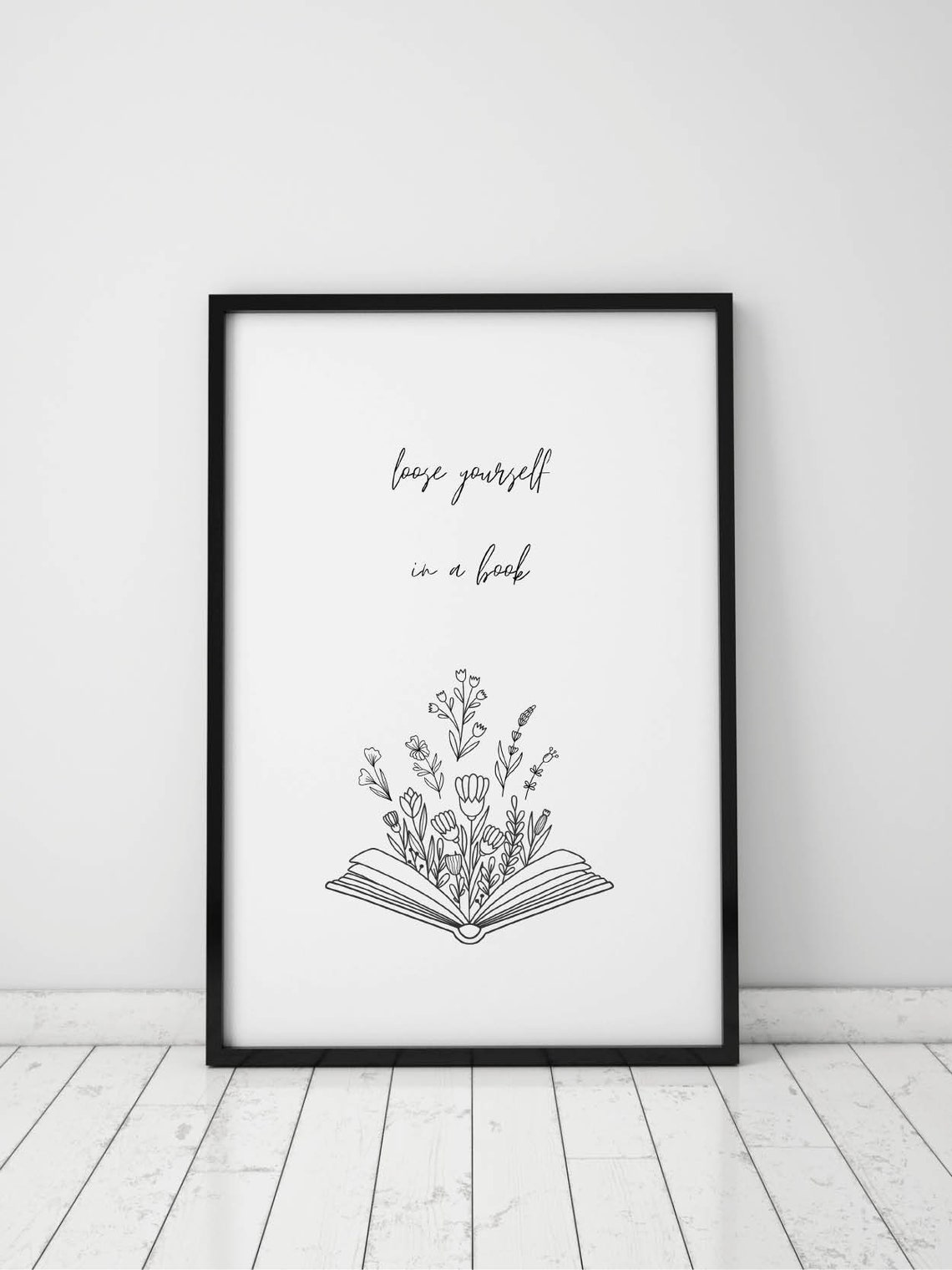 Lose Yourself In A Book Open Pages Floral Reader Gift Poster - Image 3