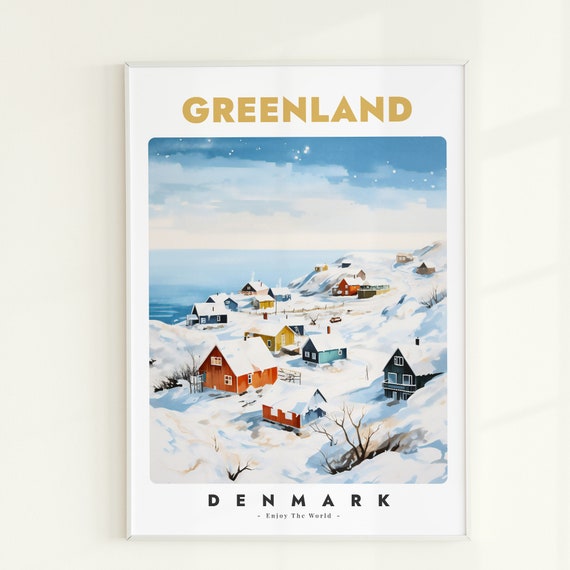 Greenland Denmark Map Art Print Scandinavian Home Decor