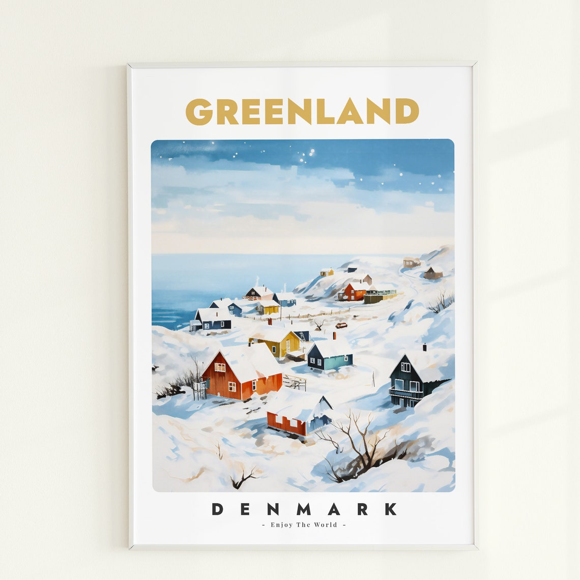 Greenland Denmark Map Art Print Scandinavian Home Decor
