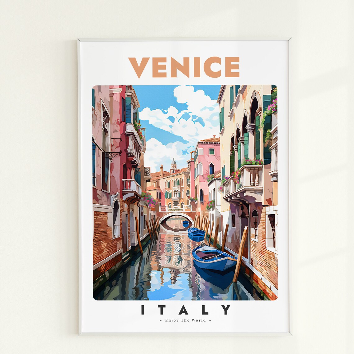 Venice Italy Canal Vintage Travel Art Romantic Decor Scene Poster