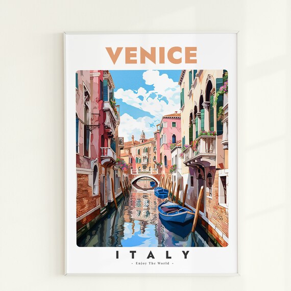Venice Italy Canal Vintage Travel Art Romantic Decor Scene Poster