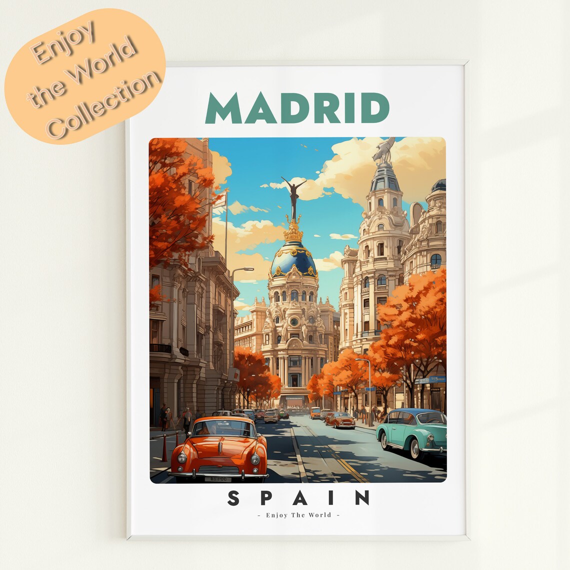 Madrid Spain Gran Via Classic Street Vintage Travel Art Print