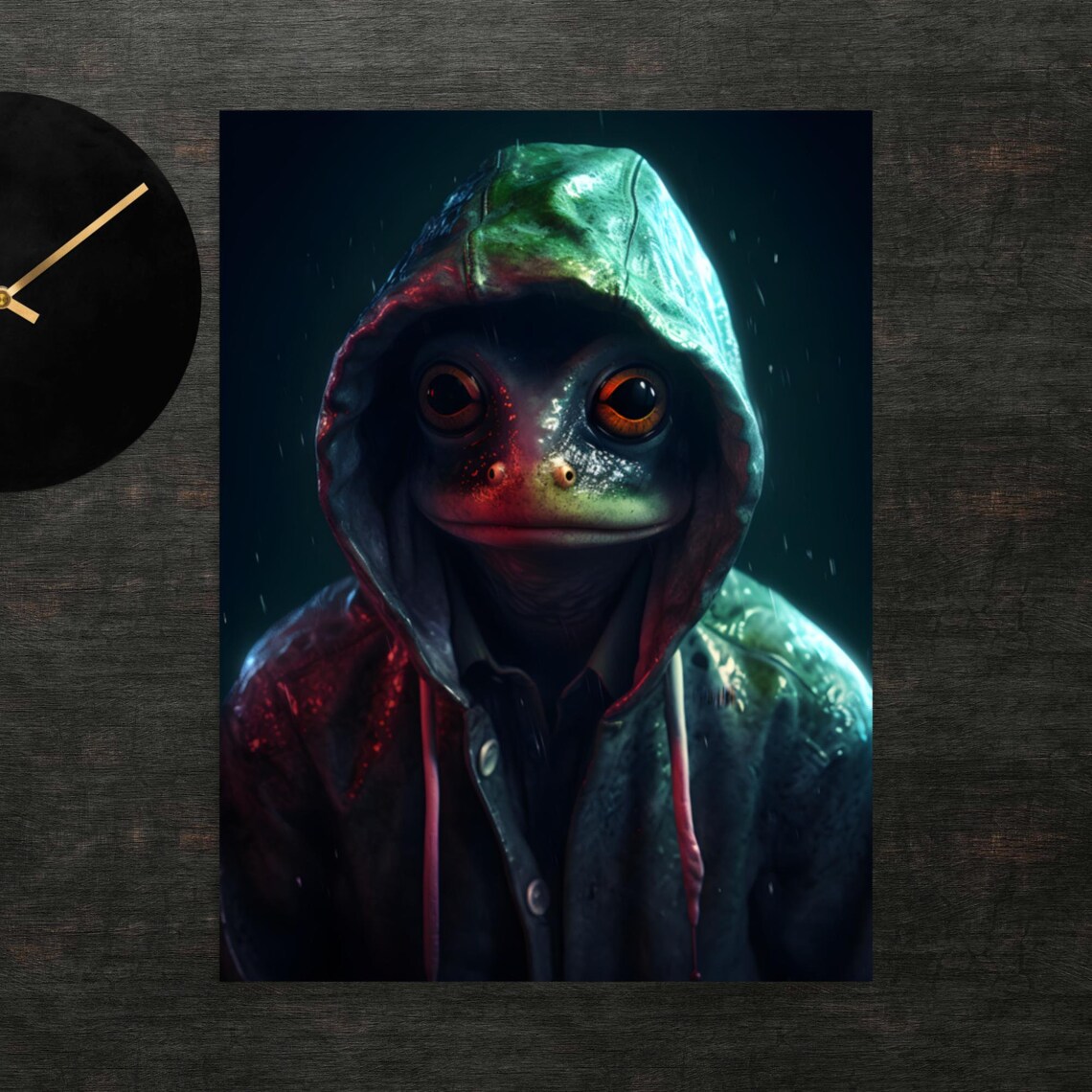 Frog In Raincoat Poster Art Wall Print Funny Animals Clothed Animal Cute