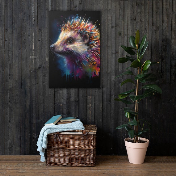Colorful Hedgehog Canvas Art Poster Print