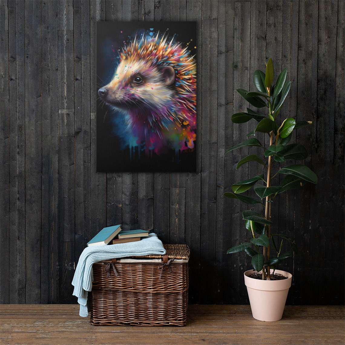 Colorful Hedgehog Canvas Art Poster Print