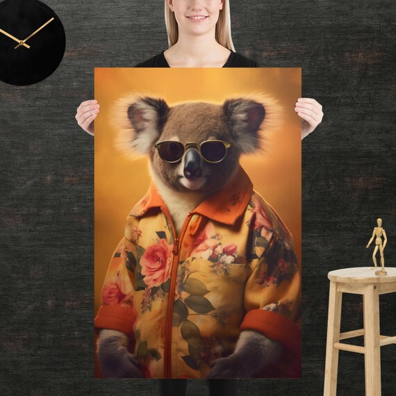 Koala 80s Style Retro Poster Eighties Wall Art Living Room Funny Decor