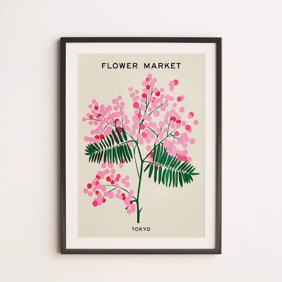 Flower Market 03 Tokyo Retro Matisse Colorful Mid Century Travel Poster Art Print