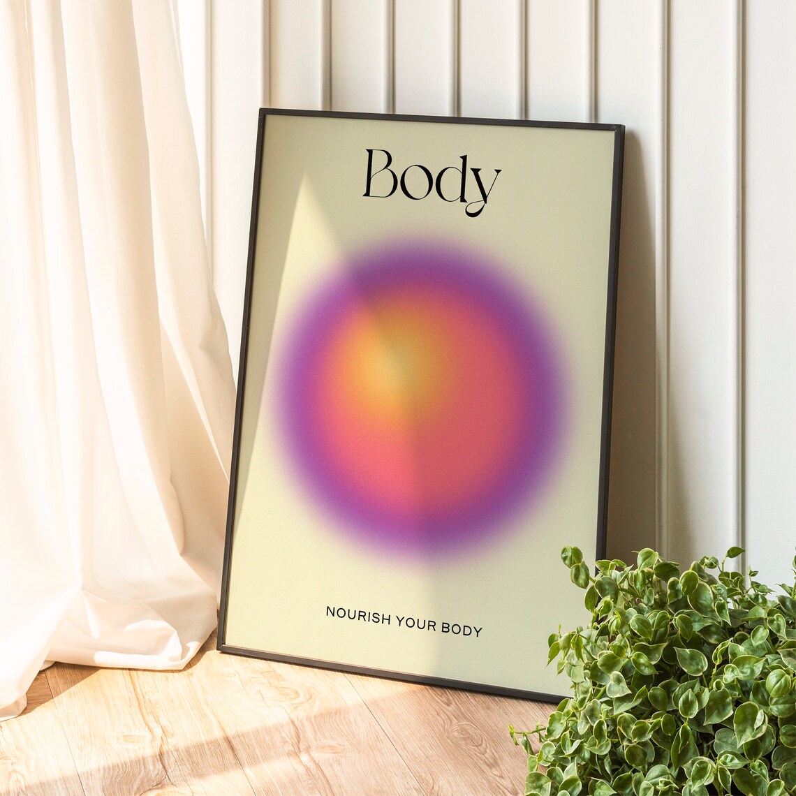 Nourish Your Body Sunset Aura Gradient Minimal Wellness Wall Art - Image 3