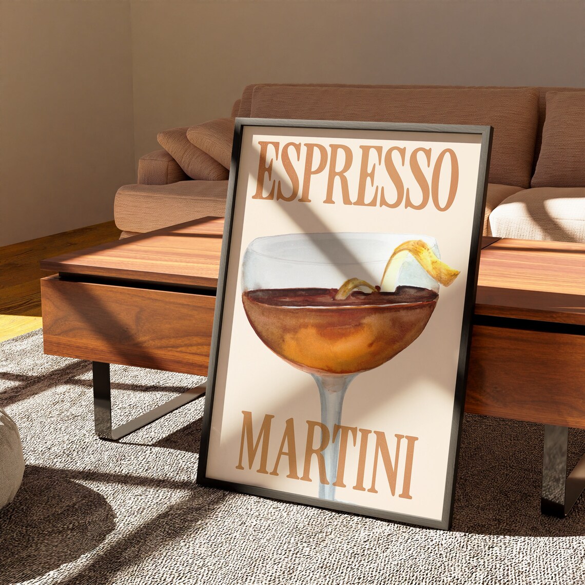 Espresso Martini Retro Cocktail Poster, Mid Century - Image 3