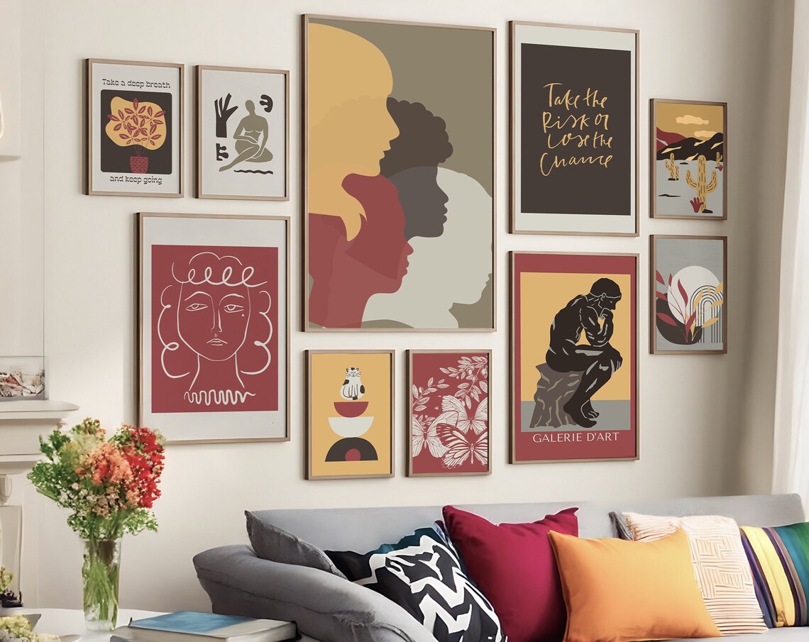 Eclectic Prints Set Coquette Room Decor Modern Gallery Wall Abstract Print Exhibition Art Bundle