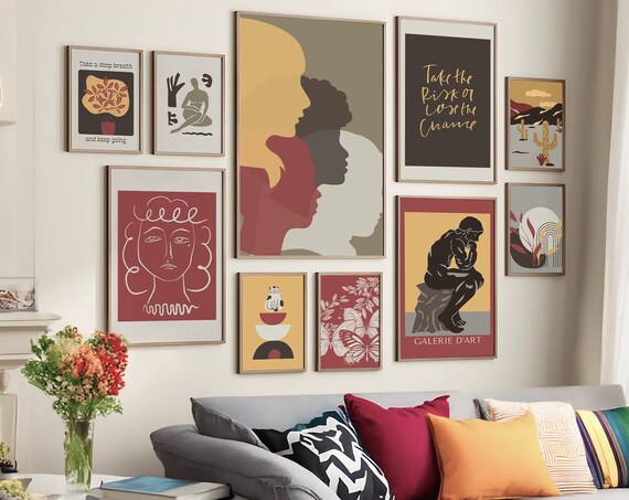 Eclectic Prints Set Coquette Room Decor Modern Gallery Wall Abstract Print Exhibition Art Bundle