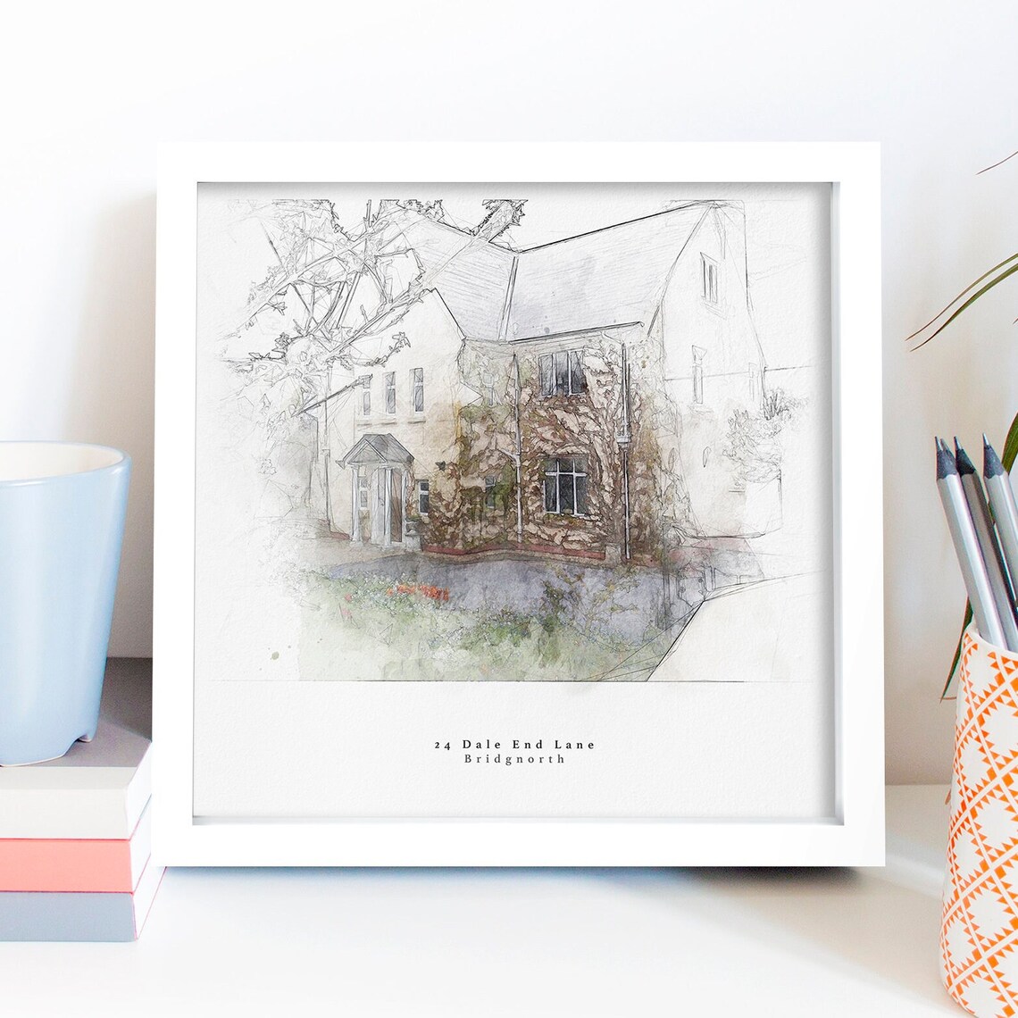 Personalised Home Portrait Watercolour Sketch Print