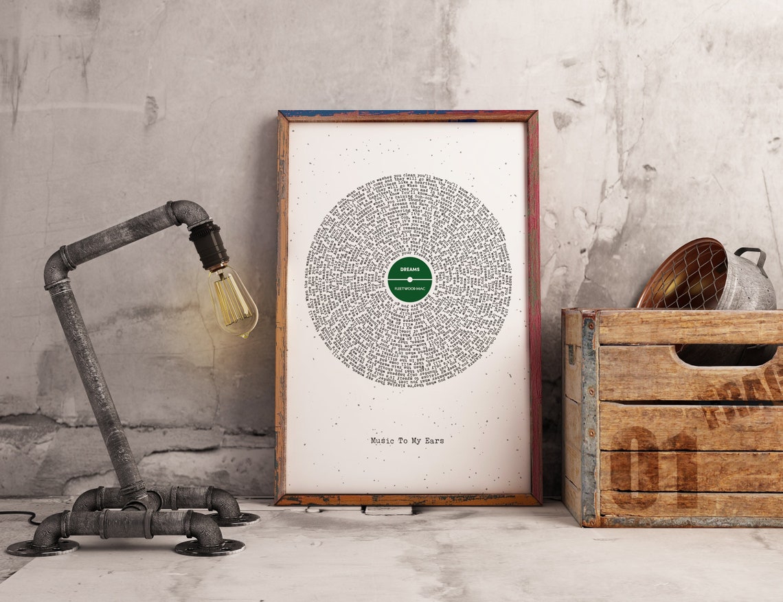 Fleetwood Mac Dreams Lyrics Green Label Vinyl Record Art Poster
