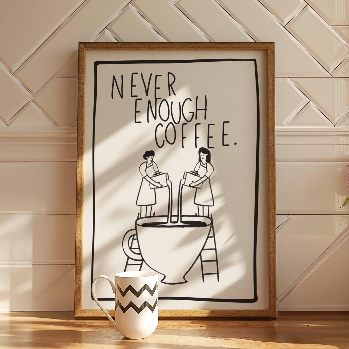 Coffee Bar Print, Funny Doodle Art For Kitchen