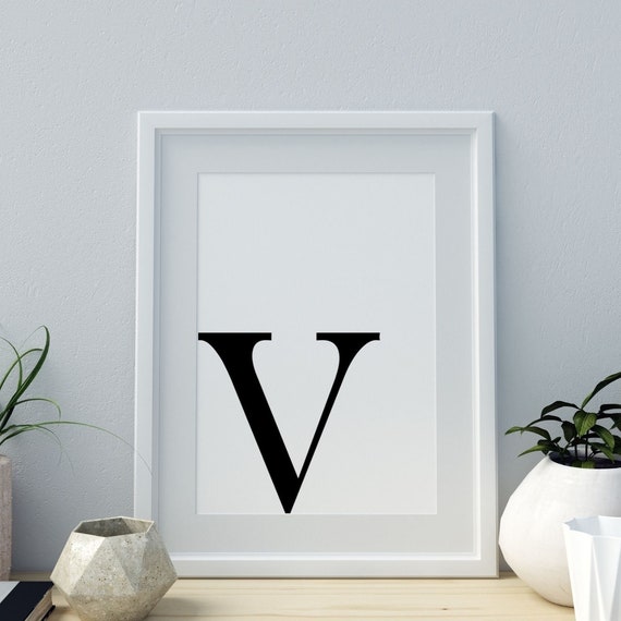 Letter V, Minimalist Monogram Art Print