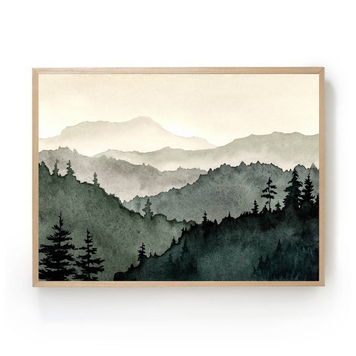 Mountain Painting Minimalist Watercolor Landscape Art Print