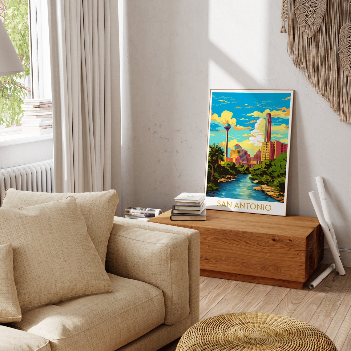 San Antonio Texas Skyline Poster with Tower of the Americas River Walk - Image 3