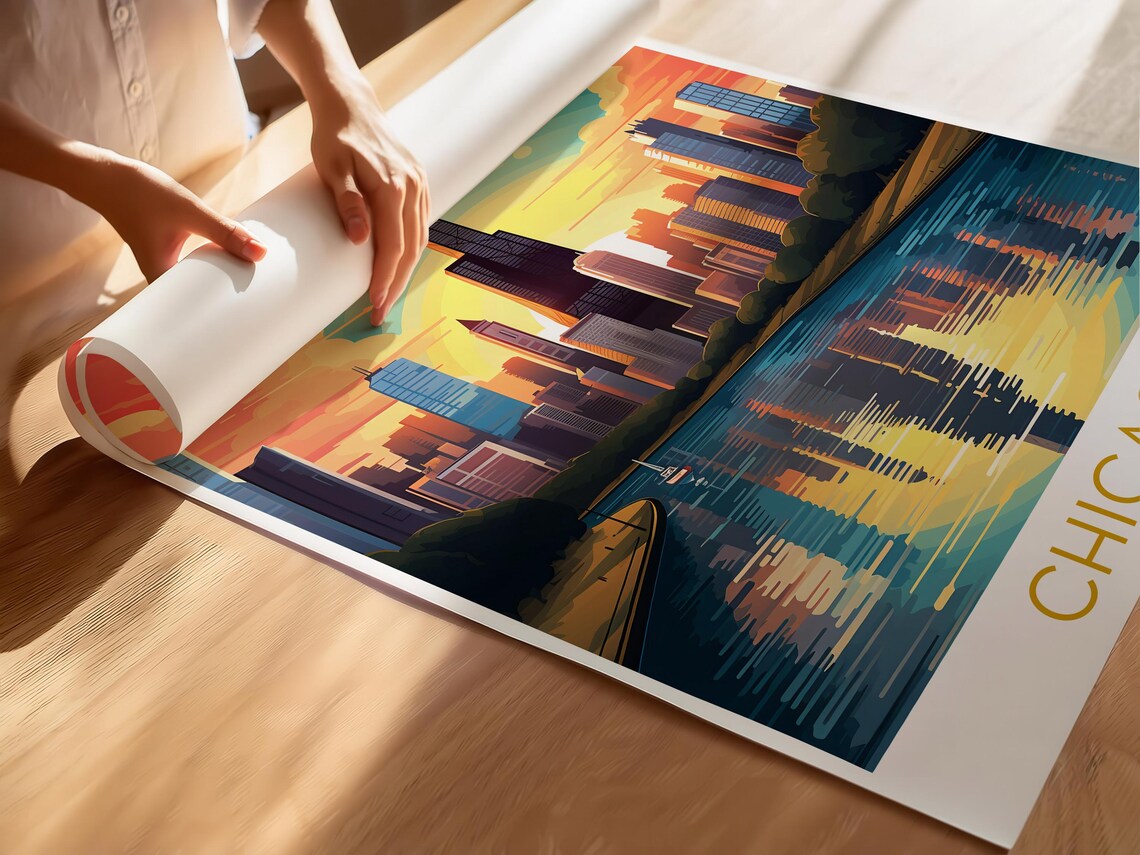 Chicago City Poster Print Wall Decor Fine Art Paper Print Travel Poster Unique City Poster Highend Print Quality On Fine Art Paper - Image 4