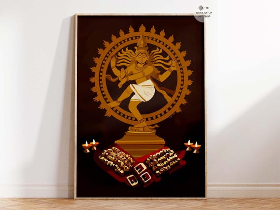Lord Nataraja Shiva Arangetram Art Hindu Spiritual Wall Decor God Cultural Poster Meditation Room Artwork
