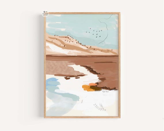 Abstract Desert Landscape Art Print Earthy Boho Wall Decor