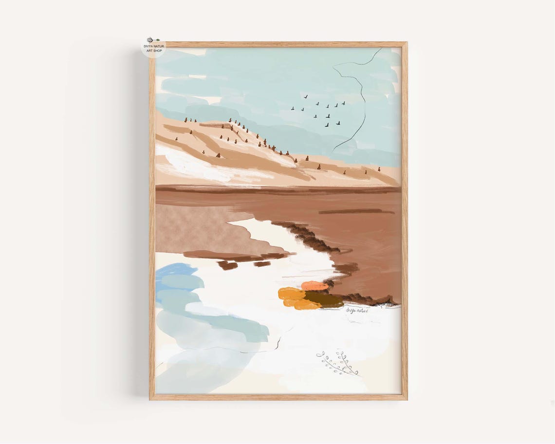 Minimal Desert Dunes Abstract Earthy Boho Landscape Art Poster