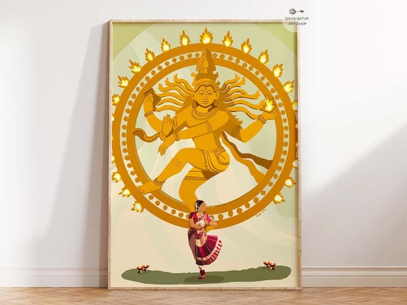 Bharatanatyam Nataraja Art Print Dance Shiva Arangetram Poster Gift For Classical Dancer