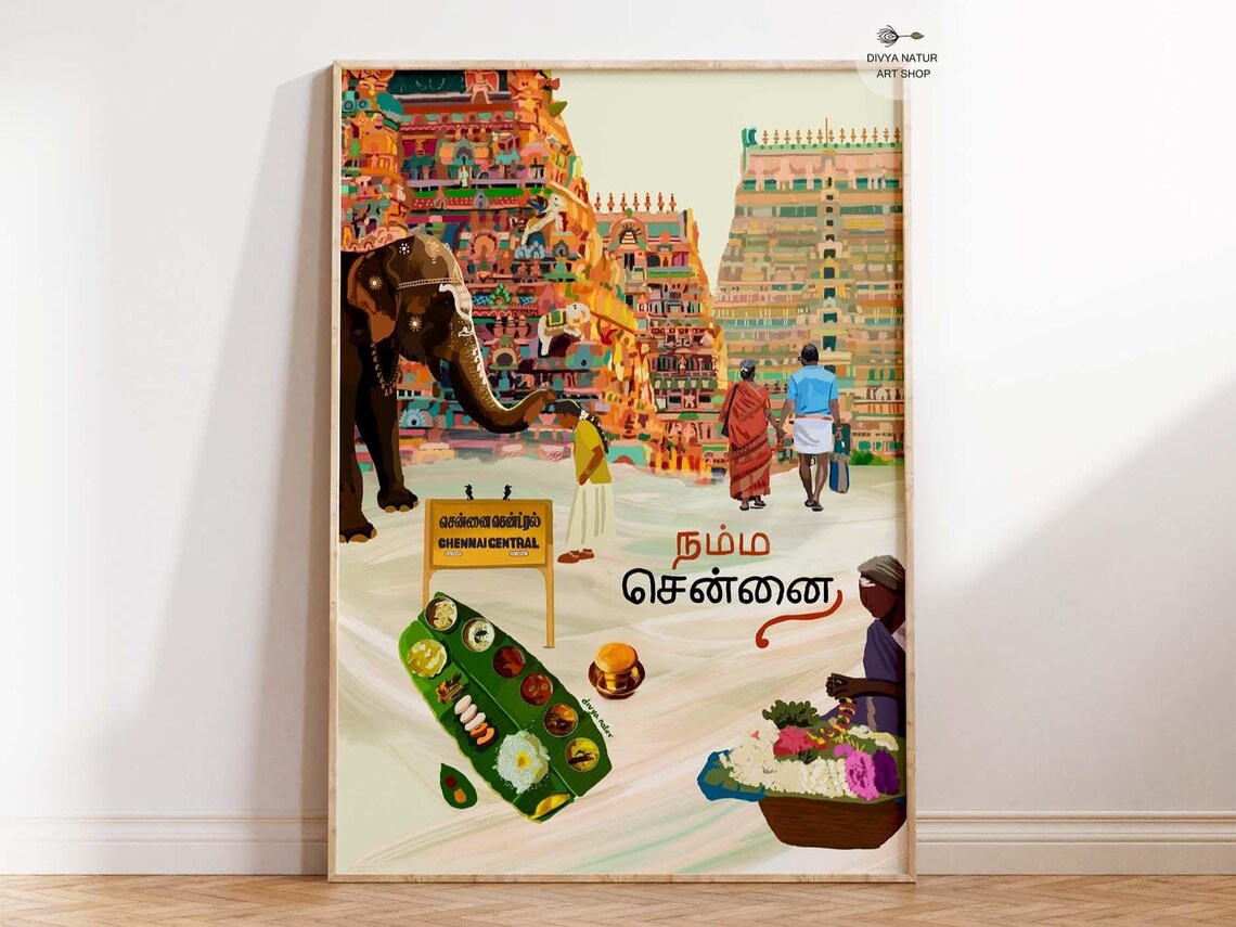 Namma Chennai Tamil Nadu Temple Elephant Art Print