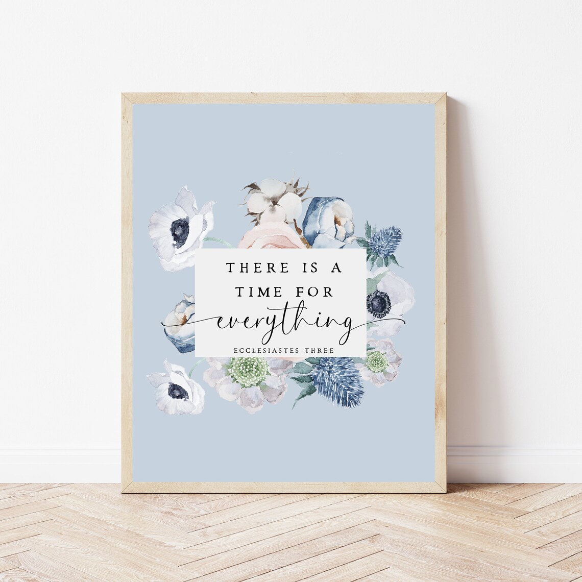 Ecclesiastes 3 There Is A Time For Everything Floral Bible Verse Print Scripture Wall Art Christian Home Decor Sign Baptism
