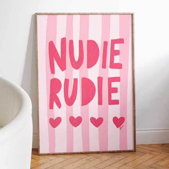 Nudie Rudie Poster Pastel Bathroom Art Dopamine Decor Apartment Cute Fun Prints Hand Drawn Posters Light Pink Wall