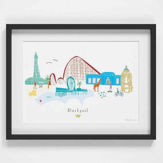 Blackpool Skyline Cityscape Landmarks Art Print